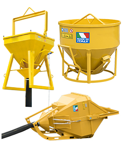 Crane boat skips and concrete buckets for building