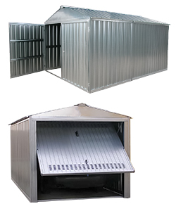 Metal storage sheds and storage containers