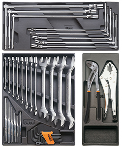 Professional tool assortments in hard thermoformed trays