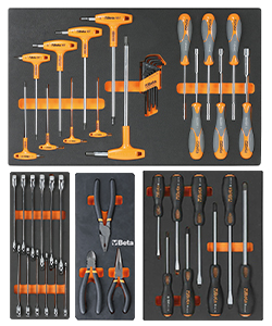 Professional tool assortments in soft thermoformed trays