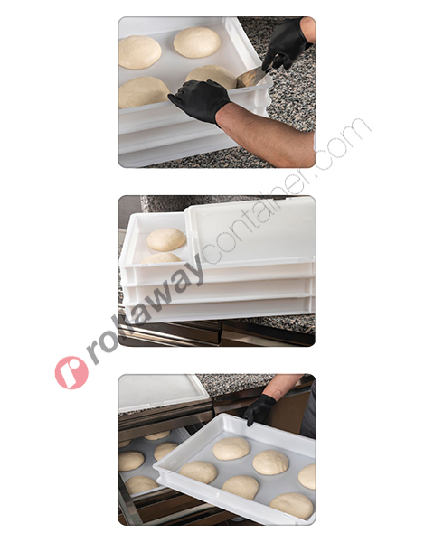 W x75 TemoWare Pizza Dough Tray-Dough Proofing Box White 600 x400 mm L H 
