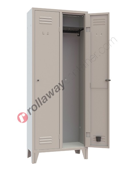 Clothes locker metal 2 doors with lock 2 places monoblock Armet