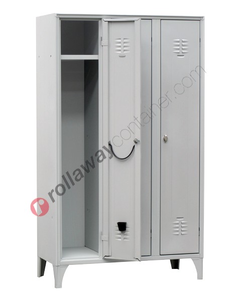 Clothes locker metal 3 doors with lock 3 places monoblock Fasma