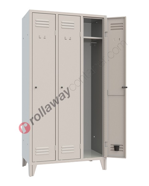 Clothes locker space saver metal 3 doors with lock 3 places monoblock Armet