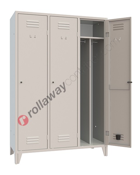 Clean and dirty lockers metal 3 doors with lock 3 places monoblock Armet