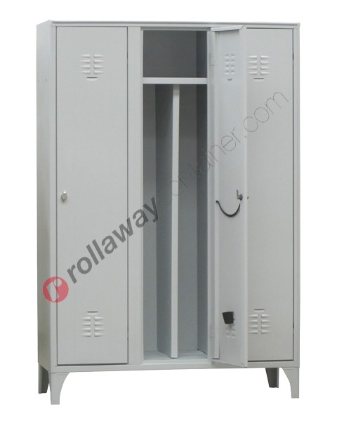 Clean and dirty lockers metal 3 doors with lock 3 places monoblock Fasma