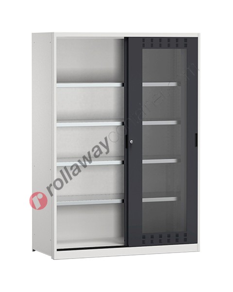 Workshop cabinet 1428x600 H 2000 2 polycarbonate sliding doors