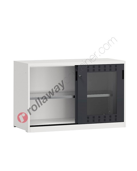 Workshop cabinet 1428x600 H 915 2 polycarbonate sliding doors