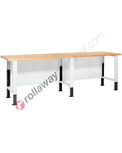 Work table with wooden top 3000 x 750 H 740 / 1115 mm Work Master BR