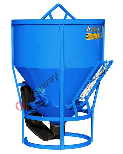 Conical concrete bucket with central unloading and rubber hose capacity up to 3900 kg