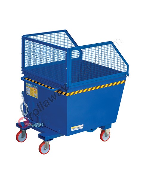 Forklift tipping skip with 4 wheels Jumbo capacity 900-1000 kg
