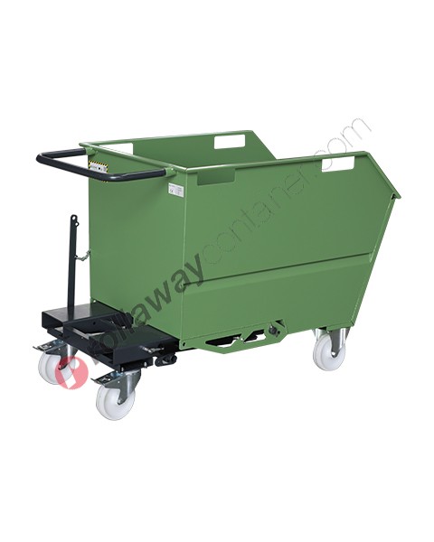 Forklift tipping skip with 4 wheels and capacity 1000-1350-1700 kg dismountable