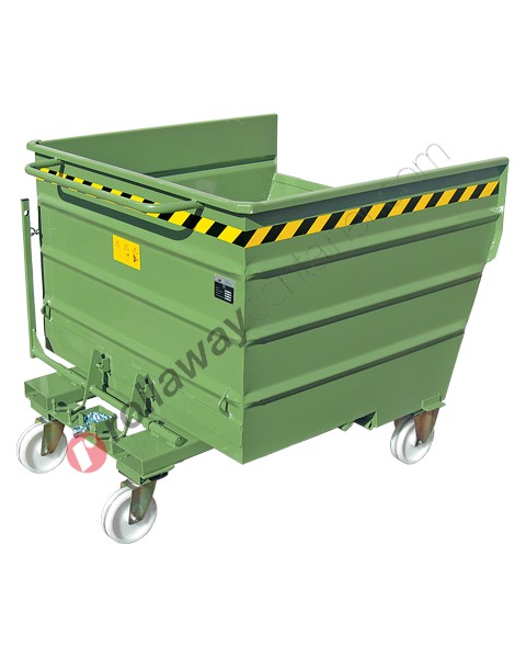 Forklift tipping skip with 4 wheels and capacity 2000 kg