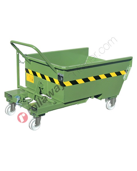 Forklift tipping skip with 4 wheels and capacity 600 kg