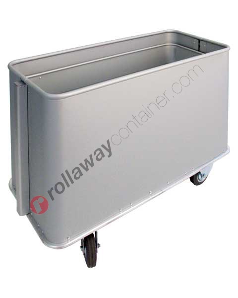 Laundry trolley in aluminum with moving bottom