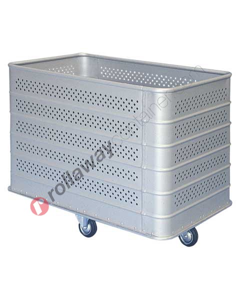 Laundry trolley in aluminum for laundry with perforated walls