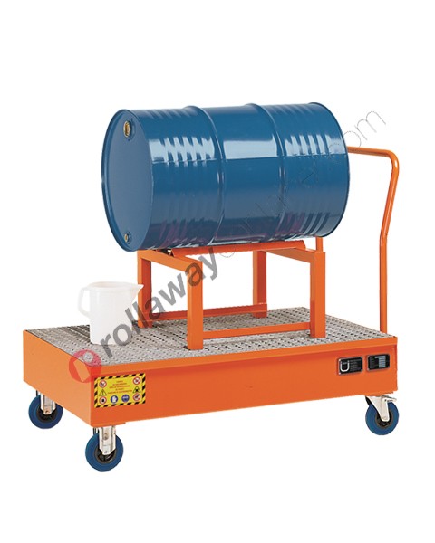 Mobile drum sump pallet in painted steel with support 1340 x 850 x 1170 mm