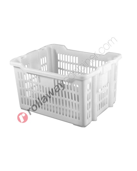 Plastic insertable and stackable bakery basket 620 x 490 H 375 mm perforated