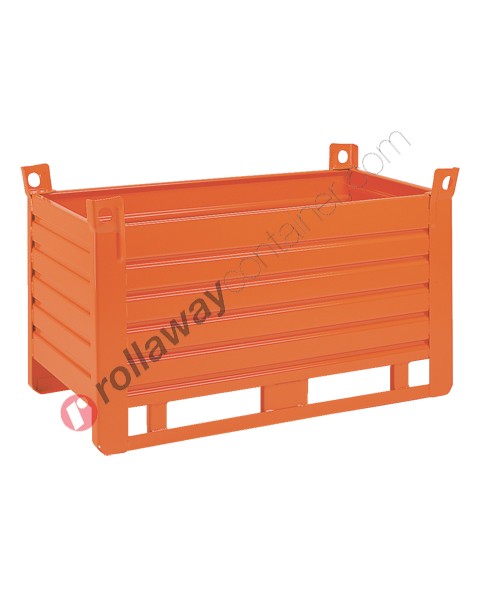 Sheet metal container heavy with skids on long side Jumbo