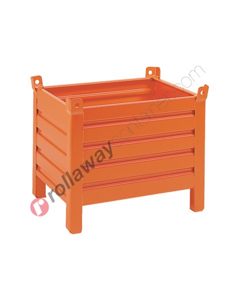 Small sheet metal container with boxed feet