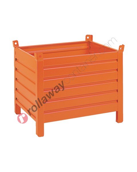 Sheet metal container with boxed feet