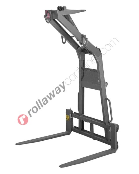 Fixed crane fork with spring balancing, forged fork tines and hooks for safety net