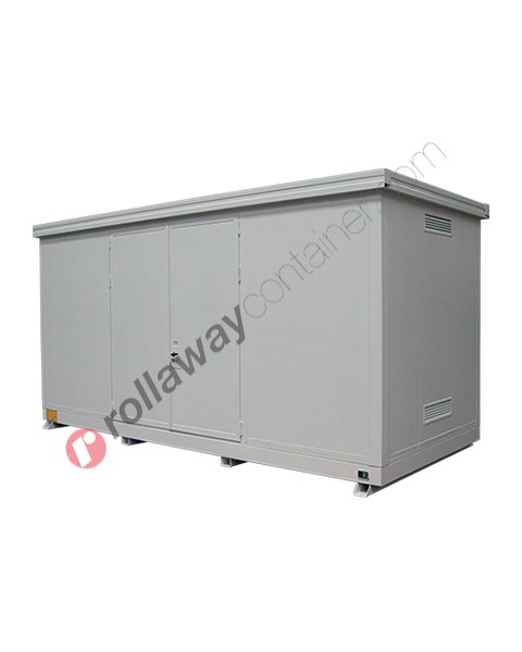 Modulcontainer open space with EI30 certified panels, spill pallet and swing doors