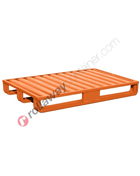 Metal pallet with press-formed sheet metal base and 3 skids capacity 1500 kg