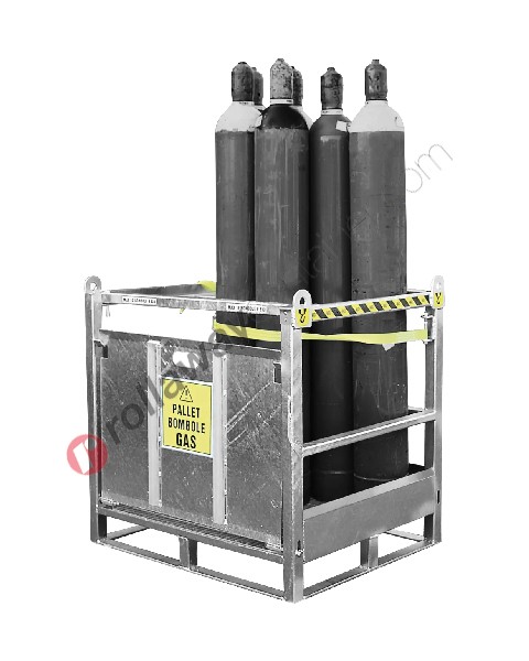 Storage and transport pallet for gas cylinders