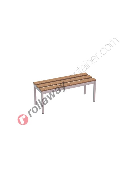 Locker room bench in steel with wooden slats 3 seats