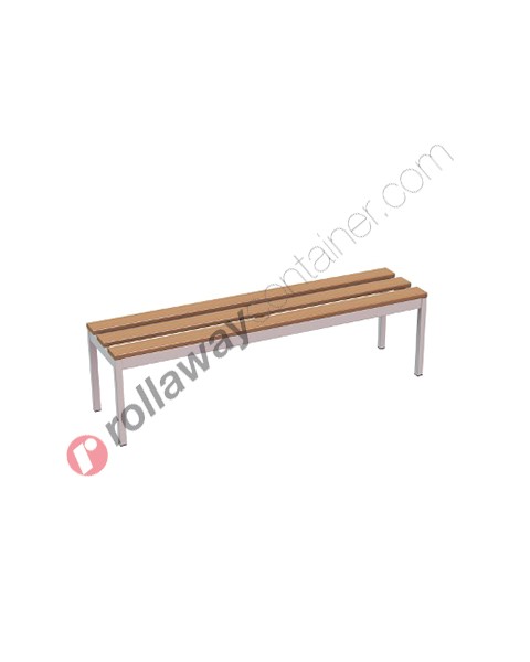 Locker room bench in steel with wooden slats 4 seats