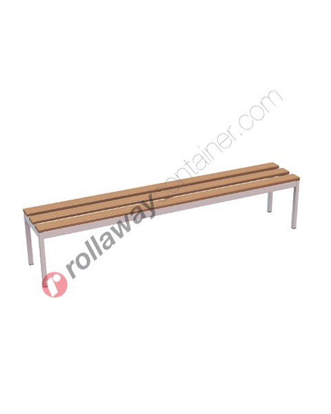 Locker room bench in steel with wooden slats 6 seats