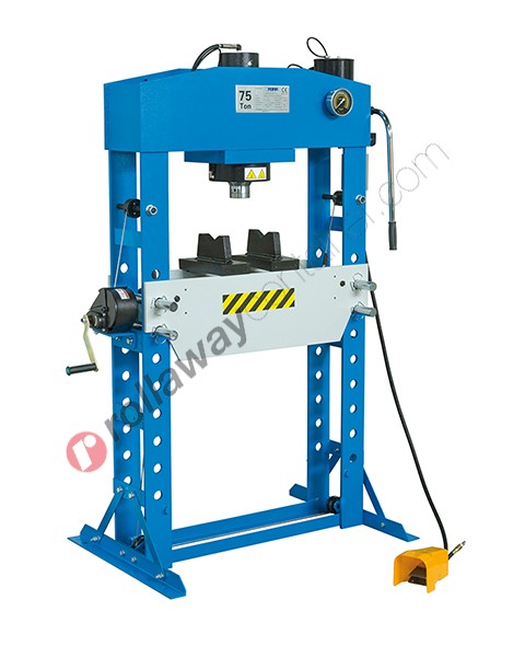 Manual hydraulic pneumatic shop press Fervi P001/75 capacity 75t