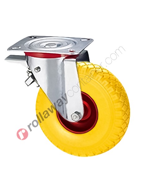 Non-marking rubber swivel sack barrow wheel with brake
