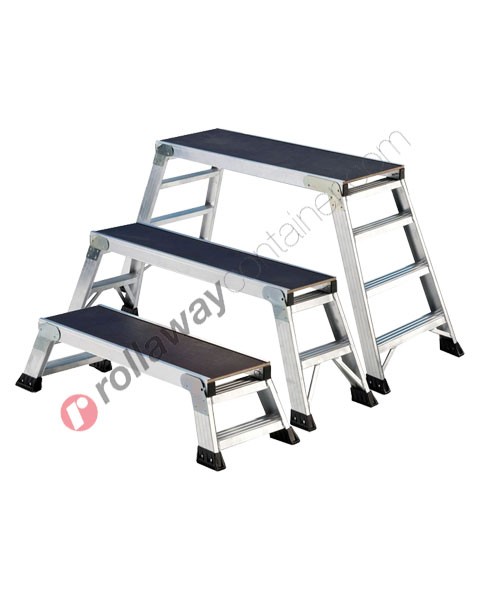 Folding step stool aluminium double ascent for professional use Saliscendi