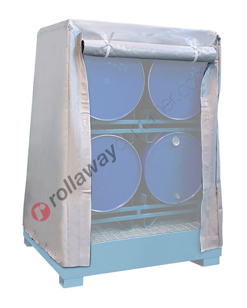 PVC cover for drum sump pallet 4 horizontal drums