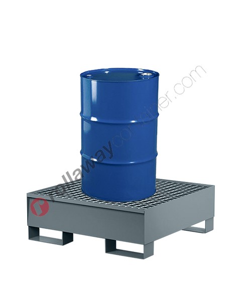 Drum spill pallet 200 lt in painted steel with grid 960 x 960 x 332 mm for 1 drum