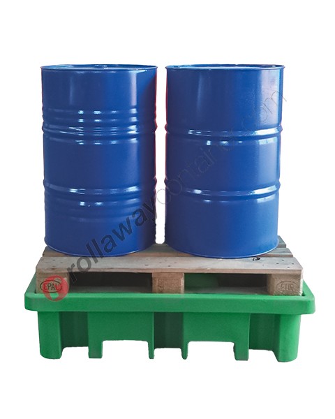 Drum spill pallet 210 liters direct loading 1300 x 900 x 330 mm for 2 drums