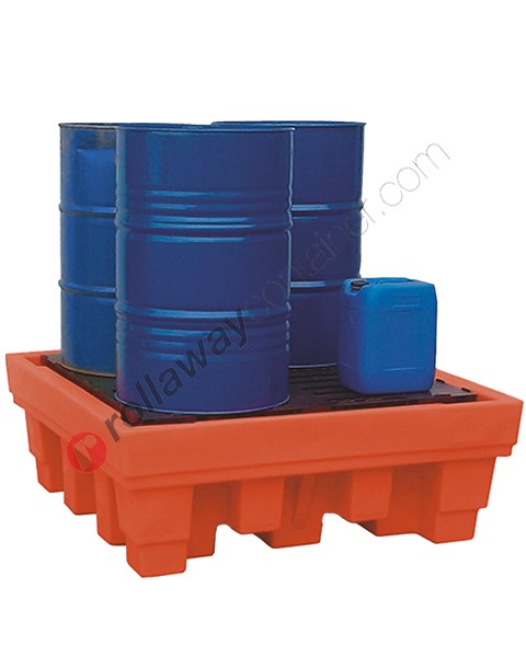 Drum spill pallet 550 liter with grid 1420 x 1420 x 520 mm for 4 drums