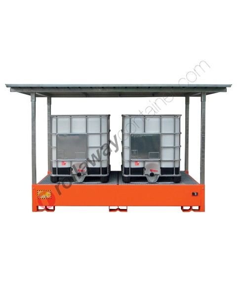 Spill pallet with galvanized removable canopy 3500 x 1900 x 2110 mm