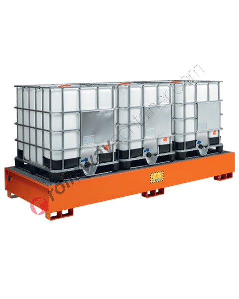 Ibc pallet 1200 lt in painted steel with grid 3280 x 1315 x 420 mm