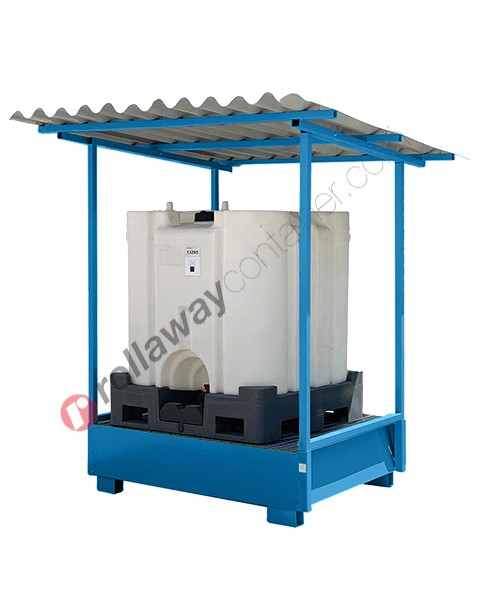 Spill pallet with corrugated fiberglass removable canopy 2100 x 1900 x 2110 mm