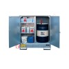 Drum storage cabinet in galvanized steel 1395 x 905 x 1600 mm with spill pallet and shelves