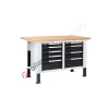 Work table with wooden top 1500 x 750 H 740 / 1115 mm Work Master BR