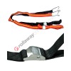 Ratchet textile strap with tensioner for roll container