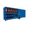 Storage container in steel with spill pallet and 2 levels for drums 200 lt on pallet
