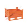 Low sheet metal container heavy with skids on long side