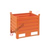 Small sheet metal container with skids on long side