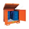 Drum storage cabinet in painted steel 1350 x 1250 mm with spill pallet for 4 x 200 lt drums