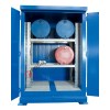 Drum storage cabinet in galvanized painted steel 2000 x 1550 x 2700 mm with spill pallet and thermal insulation